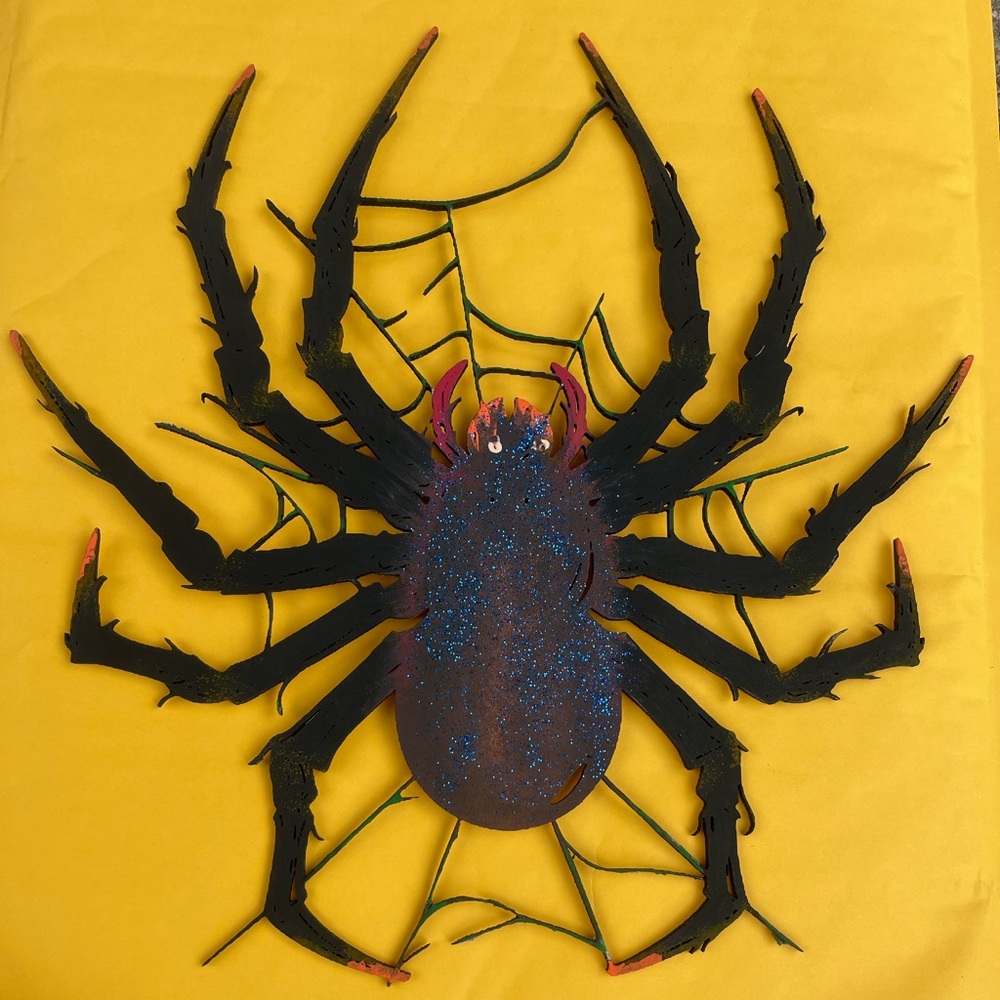 Black and Blue Glitter Spider Wall Decor